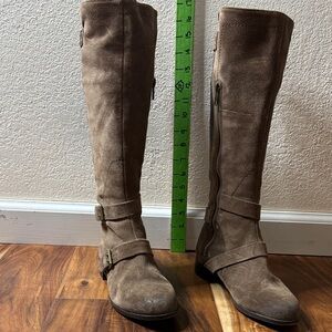 UGG Tan Over the Knee Suede Leather and Sheepskin Tall Boots